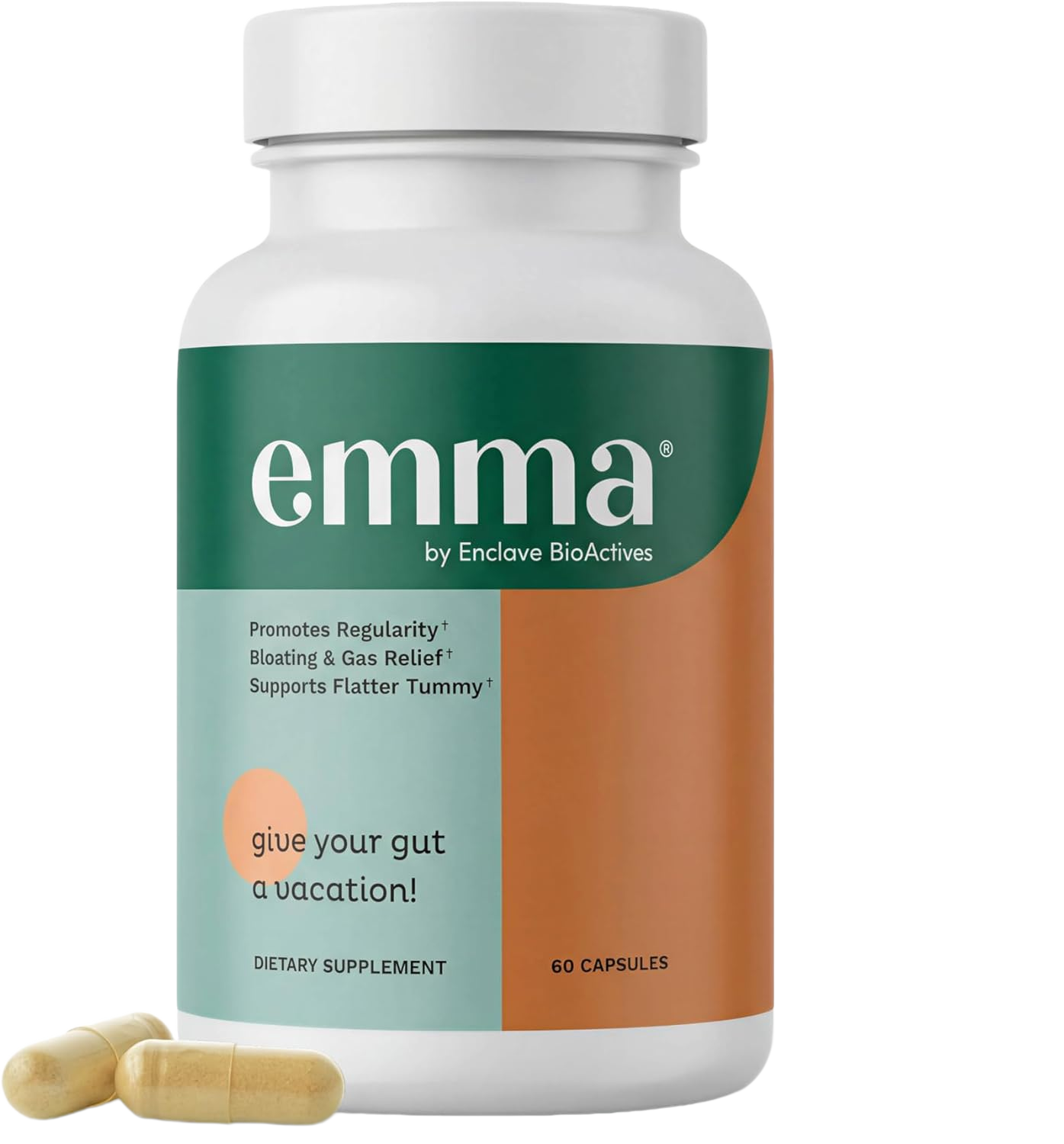 Emma: Dr. Endorsed Supplement for Constipation, Gas & Bloating Relief | Doctor endorsed formula with berberine, resveratrol & quercetin for leaky gut & constipation relief.