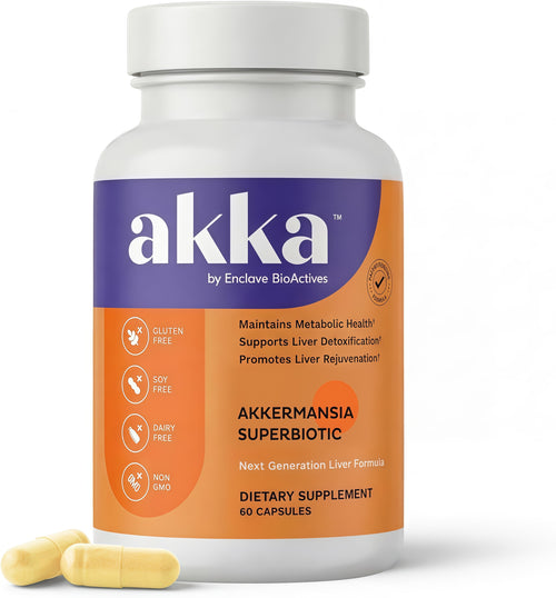 AKKA Akkermansia Probiotic, Liver Cleanse, Detox & Repair, Non-GMO, 60 Caps | Liver health support for energy, digestion & metabolism with akkermansia muciniphila. Gluten-free.