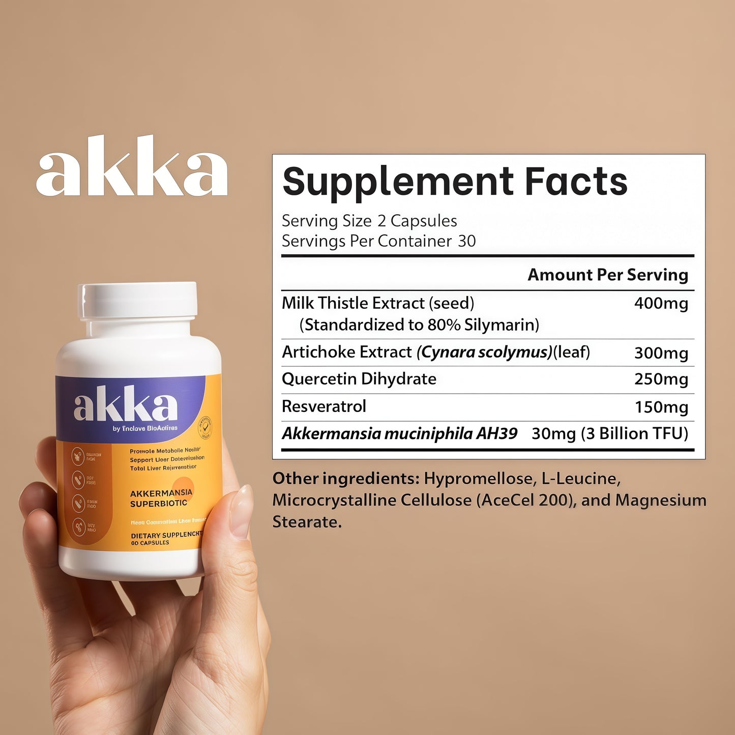 AKKA Akkermansia Probiotic, Liver Cleanse, Detox & Repair, Non-GMO, 60 Caps | Liver health support for energy, digestion & metabolism with akkermansia muciniphila. Gluten-free.